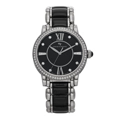 Stainless Steel Ceramic Diamond Bezel 38mm Classic Quartz Watch Black