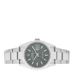 Stainless Steel 18K White Gold 36mm Oyster Perpetual Datejust Watch Mint Green 126234