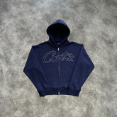 Corteiz Thick Stitch Zip-Up Hoodie Navy Blue