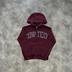 Corteiz College Knit Zip-Up Hoodie Red