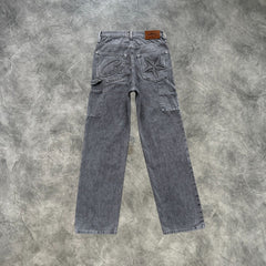Corteiz C Star Denim Cargo Pants Grey