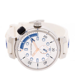 Stainless Steel Rubber 40mm Tambour Street Diver Quartz Watch White