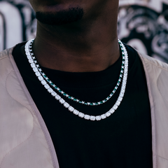 Emerald Baguette Tennis Chain in White Gold - 4mm