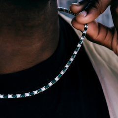 Emerald Baguette Tennis Chain in White Gold - 4mm