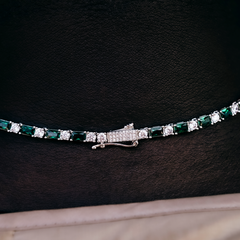 Emerald Baguette Tennis Chain in White Gold - 4mm