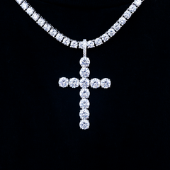 Large Diamond Cross Pendant in White Gold