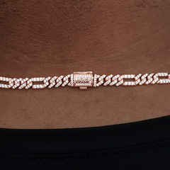 Diamond Figaro Chain in Rose Gold- 6mm