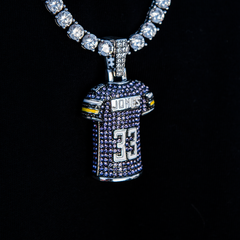 Aaron Jones Minnesota Vikings Purple #33 Jersey Pendant - White Gold