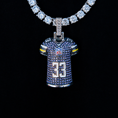 Aaron Jones Minnesota Vikings Purple #33 Jersey Pendant - White Gold