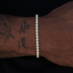 Iced Mini Clustered Tennis Bracelet in Yellow Gold