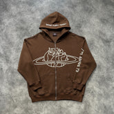 Broken Planet Zip-Up Hoodie Brown