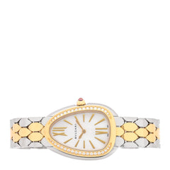 Stainless Steel 18K Yellow Gold Diamond Bezel 33mm Serpenti Seduttori Quartz Watch