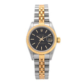 Stainless Steel 18K Yellow Gold 26mm Oyster Perpetual Datejust Watch Black 69173