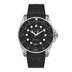 Stainless Steel Rubber 45mm Dive Quartz Watch Black