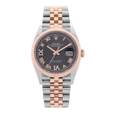 Stainless Steel 18K Everose Gold Diamond 36mm Oyster Perpetual Datejust Watch Slate Roman 126231