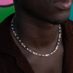 Multicolor Mixed Oval Cut Tennis Tonal Brown Stones Chain- 5mm