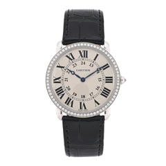 18K White Gold Alligator Diamond Bezel 36mm Ronde Louis Manual Winding Watch