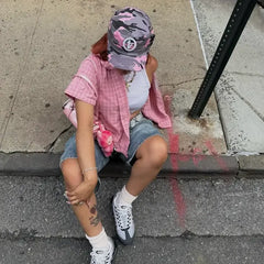 Mertra Plaid Short Sleeves Shirt Pink
