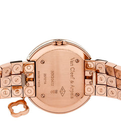 18K Rose Gold Diamond Bezel 32mm Charms Quartz Watch Black
