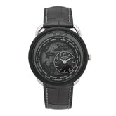 Platinum Titanium Alligator 43mm Arceau Le Temps Voyageur Automatic Watch Noir