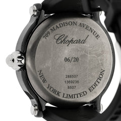 Stainless Steel Rubber Diamond Pink Sapphire 38mm Happy Sport Apple Quartz Watch Black