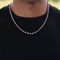 Ruby Baguette Tennis Chain in White Gold - 4MM