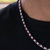 Ruby Baguette Tennis Chain in White Gold - 4MM