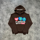 Broken Planet It Starts With Luv Hoodie Brown