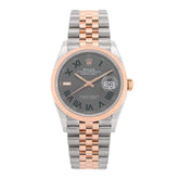 Stainless Steel 18K Everose Gold 36mm Oyster Perpetual Wimbledon Datejust Watch Slate 126231