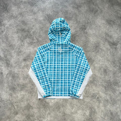 Mertra Asymmetrical Plaid Jacket Blue