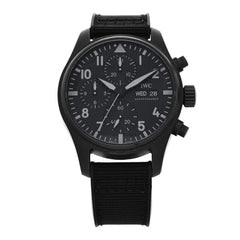 Ceramic Titanium Textile 41mm Pilot Top Gun Chronograph Automatic Watch Black IW388106