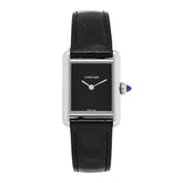 Stainless Steel Alligator 22mm Must de Cartier Tank Quartz Watch Black