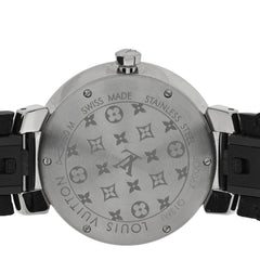 Stainless Steel Epi Diamond 33mm Tambour Slim Quartz Watch Black