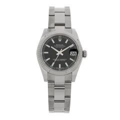 Stainless Steel 18K White Gold 31mm Oyster Perpetual Datejust Watch Black 178274