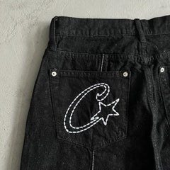denim shorts jeans-black