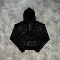 Corteiz Lundun Zip-Up Hoodie Triple Black
