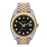 Stainless Steel 18K Yellow Gold Diamond 41mm Oyster Perpetual Datejust Watch Black 126333