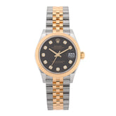 Stainless Steel 18K Yellow Gold Diamond 31mm Oyster Perpetual Datejust Watch Dark Grey 278273