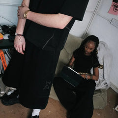 Mertra Split Panel Sweatpants Black