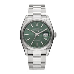 Stainless Steel 36mm Oyster Perpetual Datejust Watch Mint Green 126200