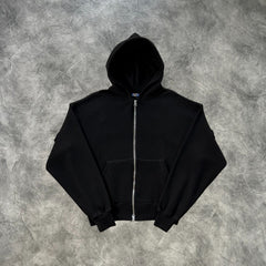 Corteiz Lundun Zip-Up Hoodie Triple Black