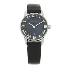 Stainless Steel Calfskin 29mm Atlas 2-Hand Quartz Watch Black