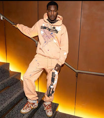 Sp5der Star Web Hoodie Peach