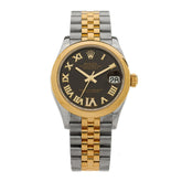 Stainless Steel 18K Yellow Gold Diamond 31mm Oyster Perpetual Datejust Watch Dark Grey Roman 278243
