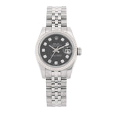 Stainless Steel 18K White Gold Diamond 26mm Oyster Perpetual Datejust Watch Black 179174