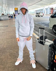 Syna Linen Tracksuit Grey/Pink