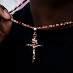 Large Crucifix Cross Pendant in Rose Gold