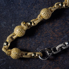 GLD X Bloody Osiris Dual Finish Moissanite Ball Chain in White and Yellow Gold Vermeil