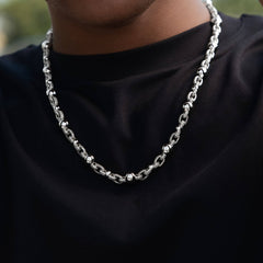 Iced Plain Multi Size Ball Chain in White Gold