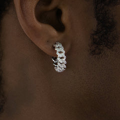 Huggie Diamond Prong Hoop Earrings in White Gold